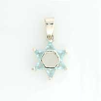 SPC 14mm BLUE SET STAR OF DAVID PENDANT=
