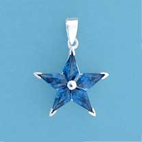SPC BLUE CZ 5 POINT STAR PENDANT       =