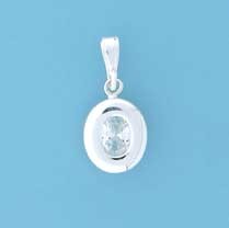 SPC 12x10mm WIDE RIM OVAL CZ PENDANT   =