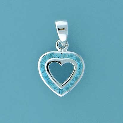SPC 13mm CHANNEL SET BLUE CZ HEART PEND