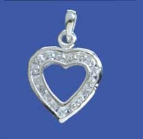 SPC 19mm CHANNEL SET CZ HEART PENDANT  =