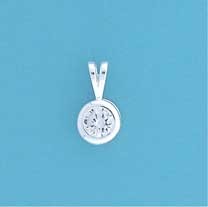 SPC 5mm CZ SET IN 7mm ROUND PENDANT    =