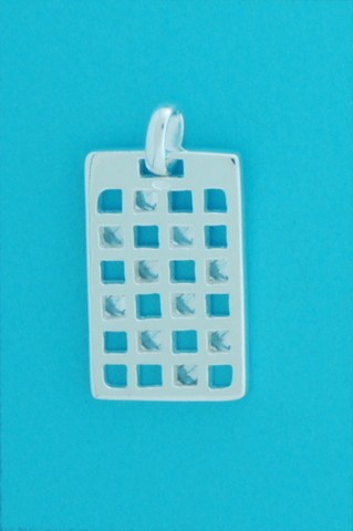 SPC 25x15mm CZ SET CUTOUT TAG PENDANT