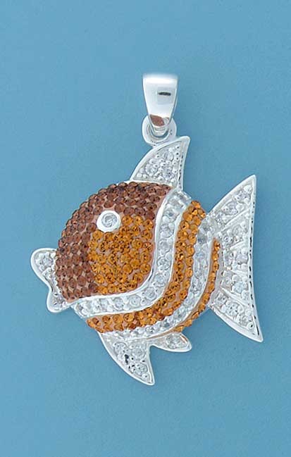 SPC FADING GOLD CRYSTAL/CZ FISH PENDANT