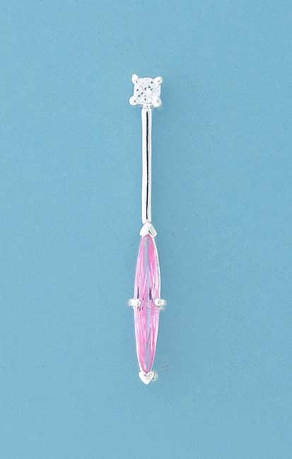 SPC MARQUIS PINK CZ BAR DROP PENDANT   =