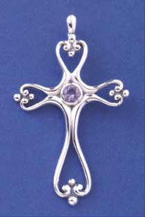 SPC AMETHYST WIREWORK CROSS