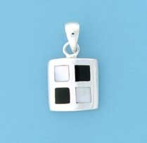 SPC 12x12mm INLAID M.O.P/ONYX SQ.PEND. =