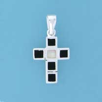 SPC 16x12mm SYN ONYX/M.O.P INLAID CROSS=