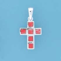 SPC 16x12 SYN CORAL/M.O.P INLAID CROSS =