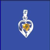 SPC ASSORTED STONE SET HEART PENDANT
