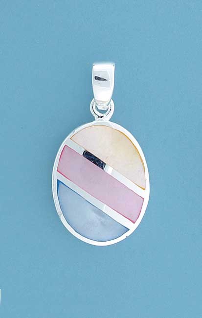 SPC MULTI COL CRAZY PAVING OVAL PENDANT=