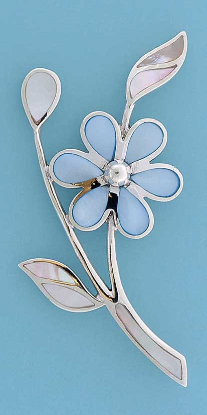 SPC BLUE/WHITE M.O.P INLAID FLOWER PEND