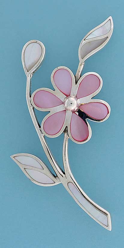 SPC PINK/WHITE M.O.P INLAID FLOWER PEND