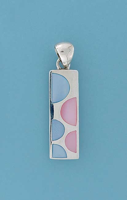 SPC BLUE/PINK M.O.P CIRCLES INLAID PEND