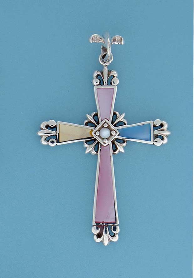 SPC 50x35mm MULTICOL M.O.P INLAID CROSS=