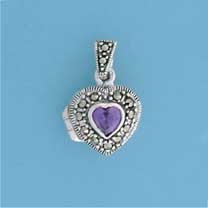 SPC 12mm AME/MARCASITE HEART LOCKET    =
