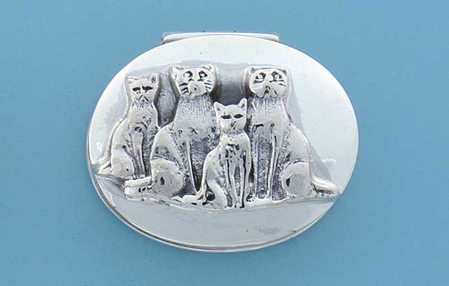 SPC 32x25mm OVAL SITTING CATS PILLBOX