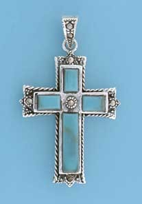 SPC TURQ CROSS PENDANT