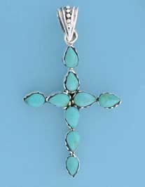 SPC TURQ CROSS PENDANT                 =