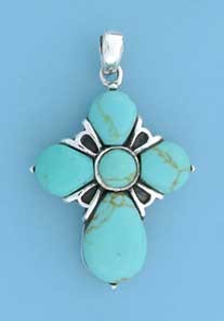 SPC TURQ CROSS PENDANT                 =