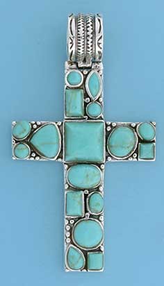 SPC TURQ CROSS PENDANT                 =