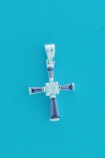 SPC 19x15 PURPLE STONE/CZ BAGETTE CROSS=