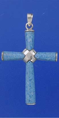 SPC BLUE STONE WIRE WRAPPED CROSS