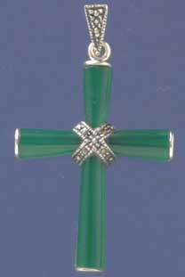 SPC 43x32mm GREEN AGATE/MARC CROSS     =