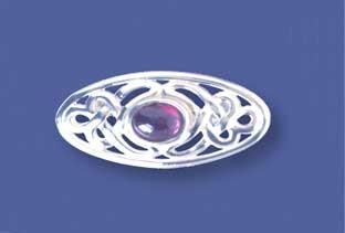 SPC CUTOUT CELTIC DESIGN GARNET BROOCH =