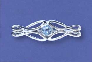 SPC 6mm BLUE TOPAZ OPENWORK BROOCH