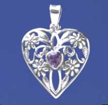 SPC AMETHYST FANCY HEART PENDANT       -