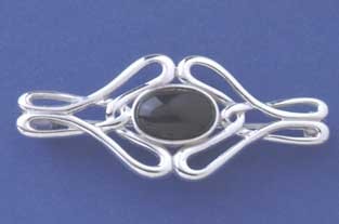 SPC 12x8mm ONYX FANCY WIREWORK BROOCH