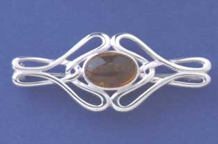 SPC 12x8mm AMBER FANCY WIREWORK BROOCH