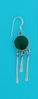 SPC GREEN AGATE TASSLE DROP EARRING    -