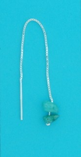 SPC GREEN STONE CHIPS PULL-THRU EARRING