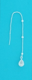 SPC TEARDROP CZ PULL-THRU EARRINGS     =