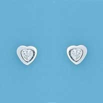 SPC 4mm HEART CZ IN 7mm HEART STUDS    =