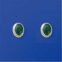 SPC 7x5 OVAL ROPE EDGE STUD - MALACHITE=