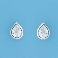 SPC 7mm CZ TEARDROP STUDS              =
