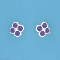 SPC PURPLE CZ CLOVER SHAPED STUDS      +