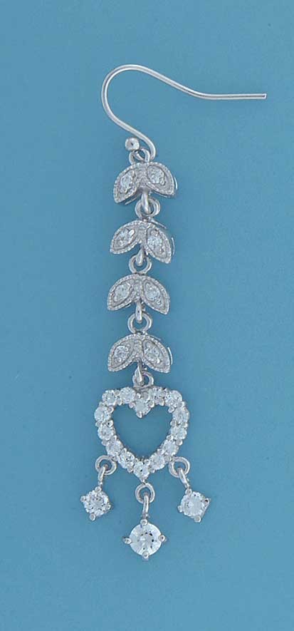 SPC CZ HEART CHANDELIER DROP EARRING