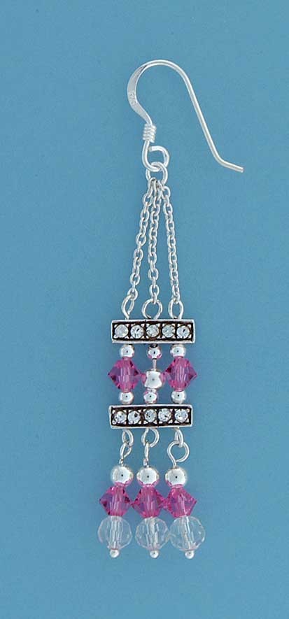 SPC PINK CRYST.CHANDELIER DROP EARRING =