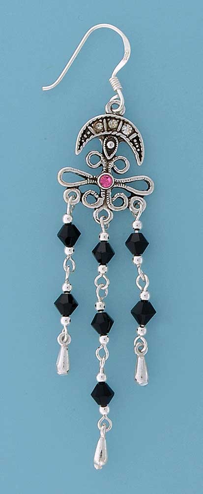 SPC BLACK CRYSTAL CHANDELIER EARRINGS