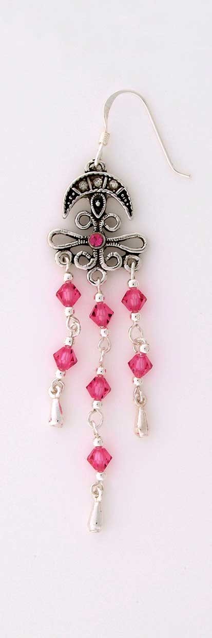 SPC PINK CRYSTAL CHANDELIER EARRINGS