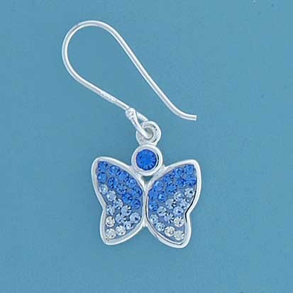 SPC FADING BLUE CRYST.BUTTERFLY EARRING=