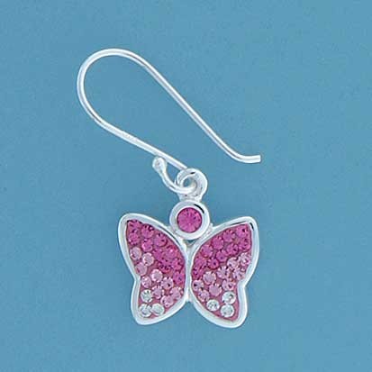 SPC FADING PINK CRYST.BUTTERFLY EARRING=