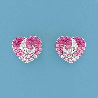 SPC FADING PINK CRYSTAL HEART STUDS    =