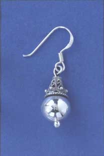 SPC FILIGREE CONE ON BALL DROP EARRINGS=