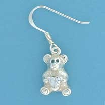 SPC TEDDY HOLDING HEART CZ DROP EARRING=