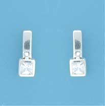 SPC BAR/HINGED SQ. CZ STUD EARRINGS    =